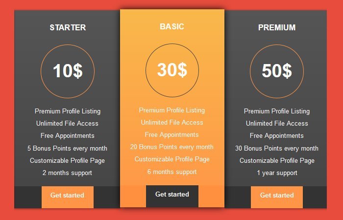 Pure CSS Pricing Table