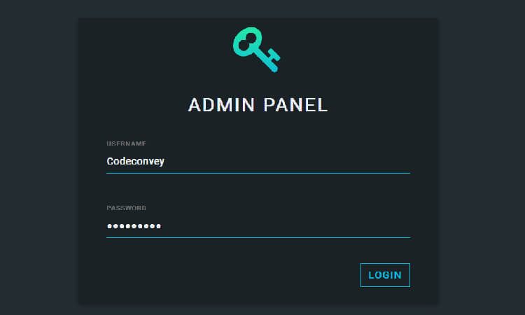 admin panel login page