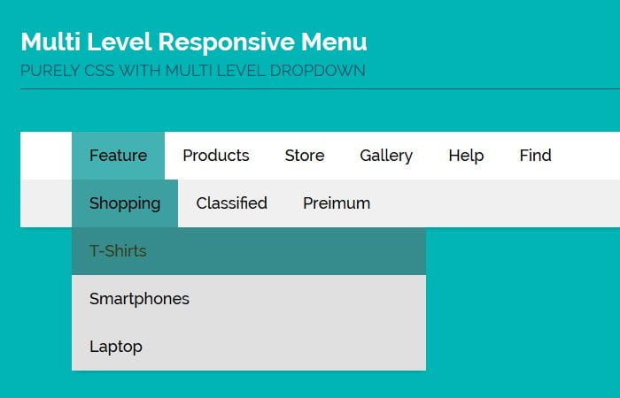 Horizontal Multi Level Menu with Dropdown Based on CSS only