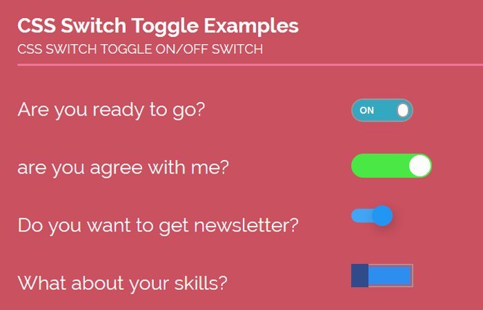 Create Pure CSS Toggle Switch ON/OFF Examples