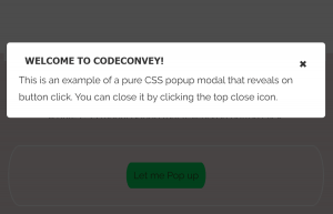 Reveal CSS Modal Popup on Button Click