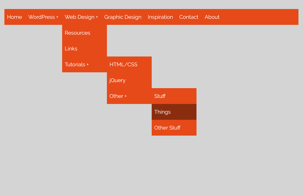 Drop Down Navigation Menu using HTML and CSS