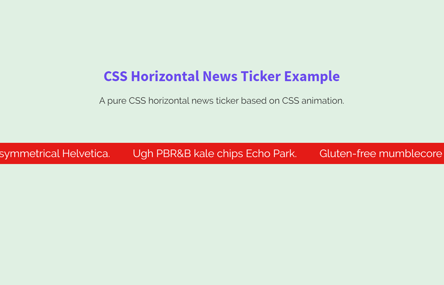Horizontal News Ticker using Pure CSS | Codeconvey