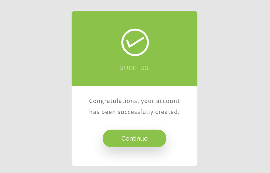 Registration Successful Message in HTML & CSS