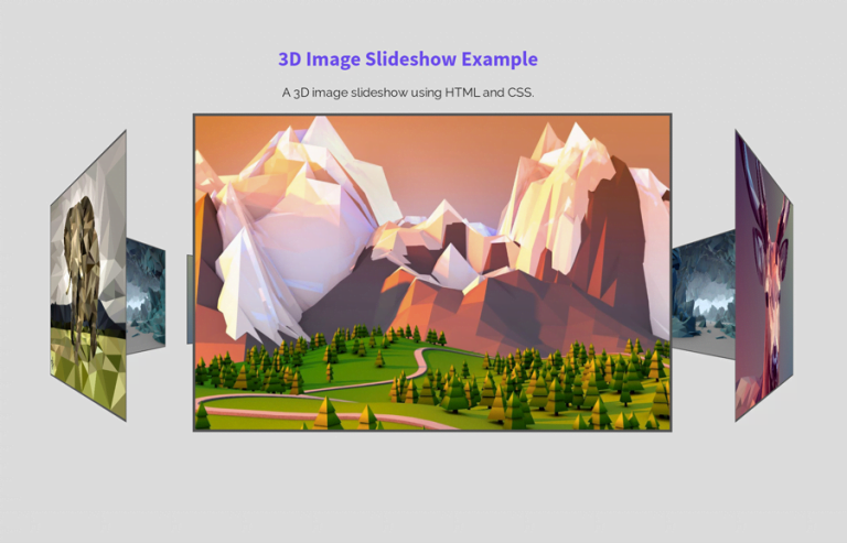 3D Images Slideshow using HTML and CSS
