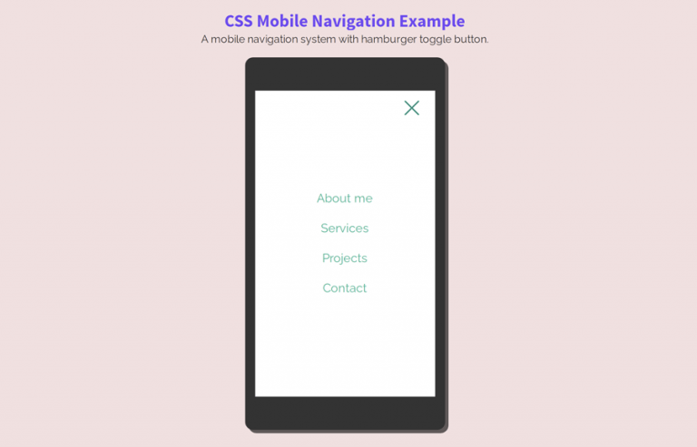 Mobile Navigation Menu using HTML & CSS