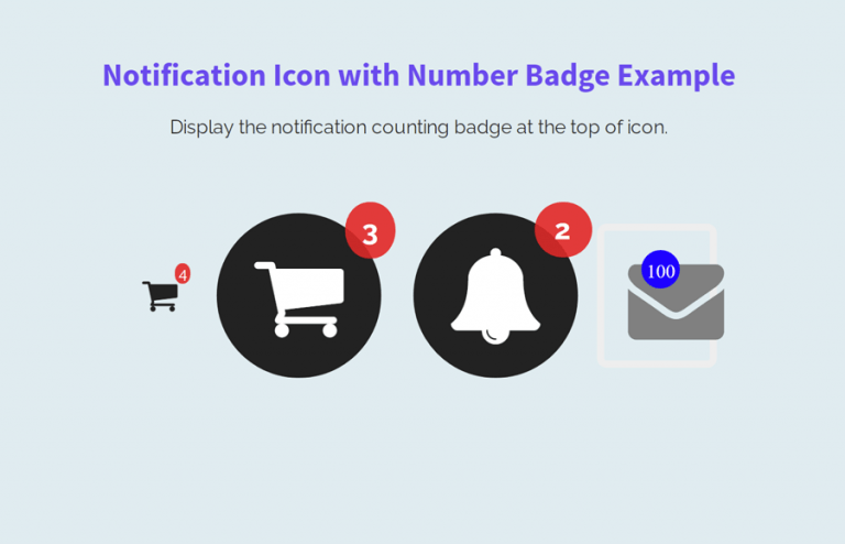 Notification Icon with Number Badge using CSS