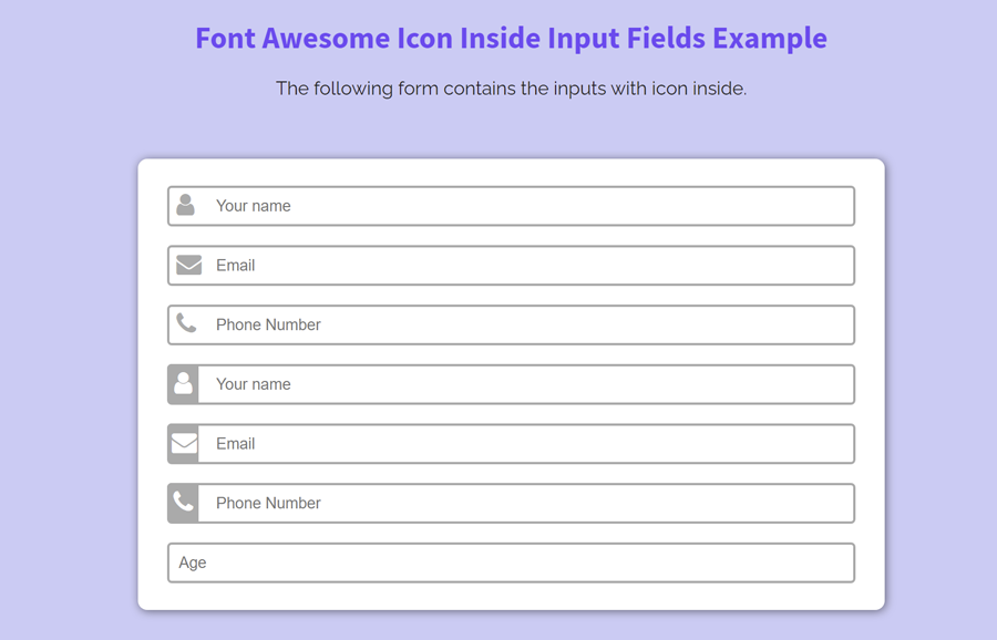 Font Awesome Icon Inside Input Field