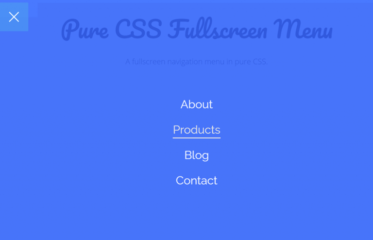 Pure CSS Fullscreen Navigation Menu