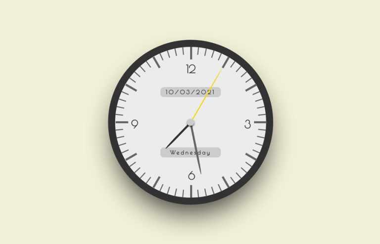 Analog Clock in CSS with Date and Time