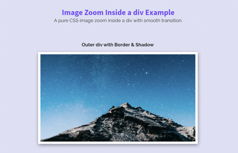 Pure CSS Image Zoom on Hover Inside a div