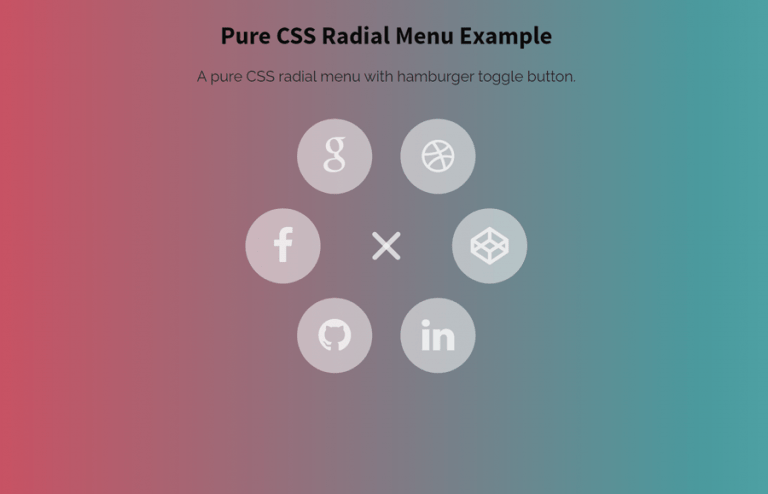 Pure CSS Radial Menu with Hamburger Icon