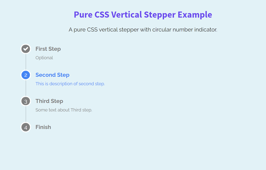 Pure CSS Vertical Stepper with Indicator