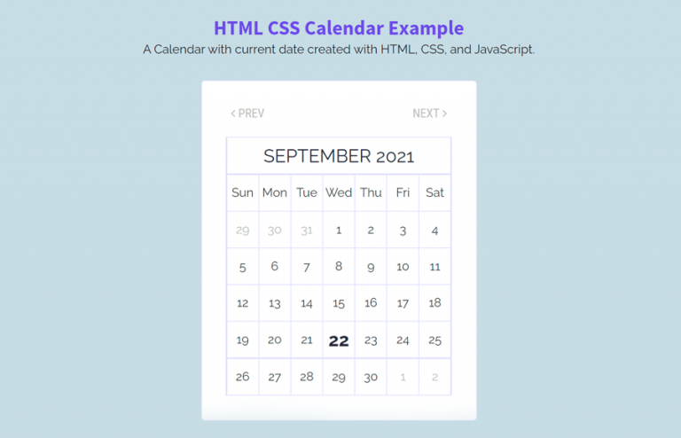 How to Create a Calendar in HTML and CSS