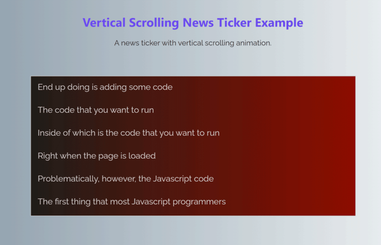 Vertical Scrolling News Ticker HTML